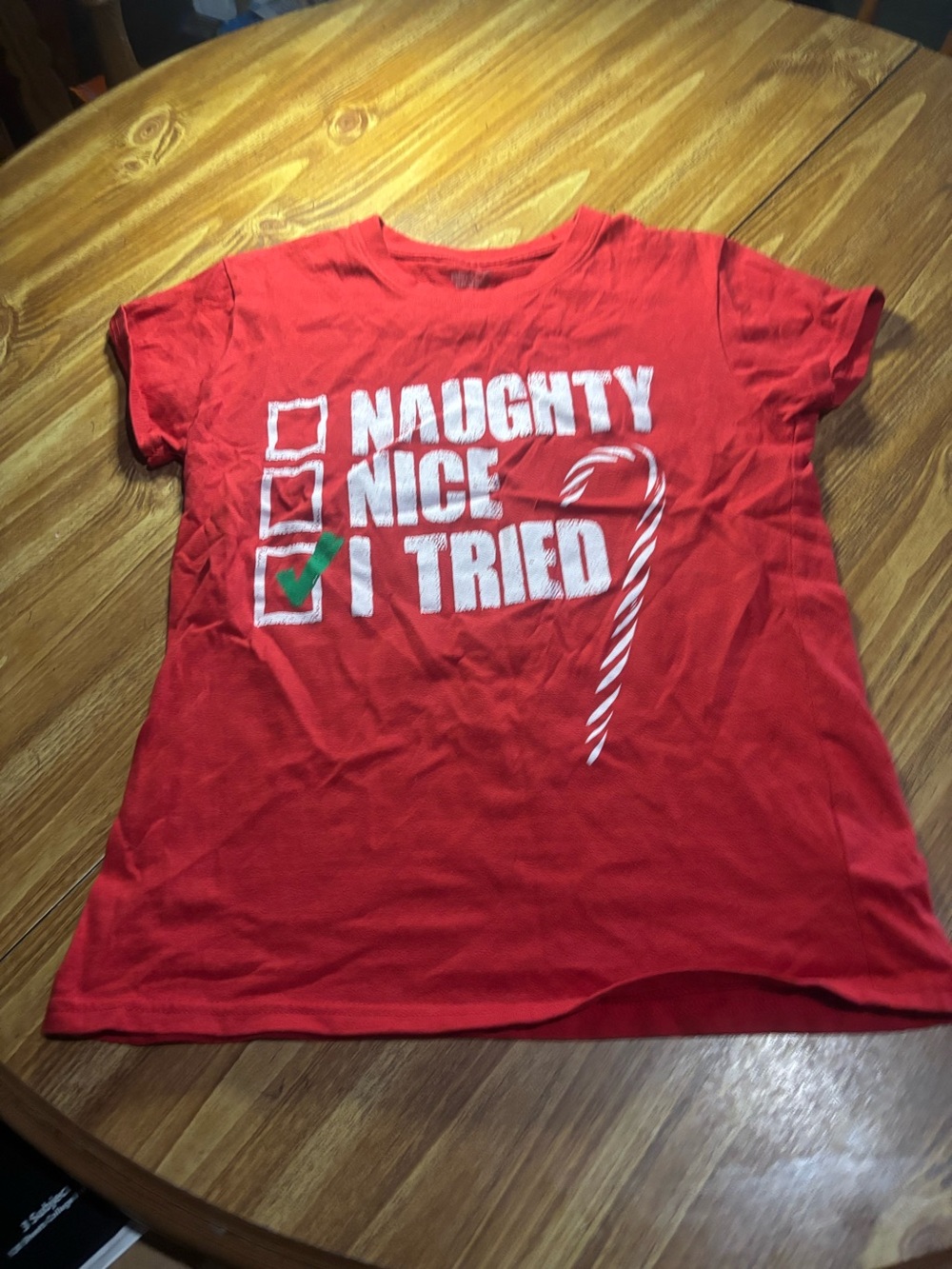 Kids Red Holiday Graphic Tee - I Tried unisex size medium by brisco brands